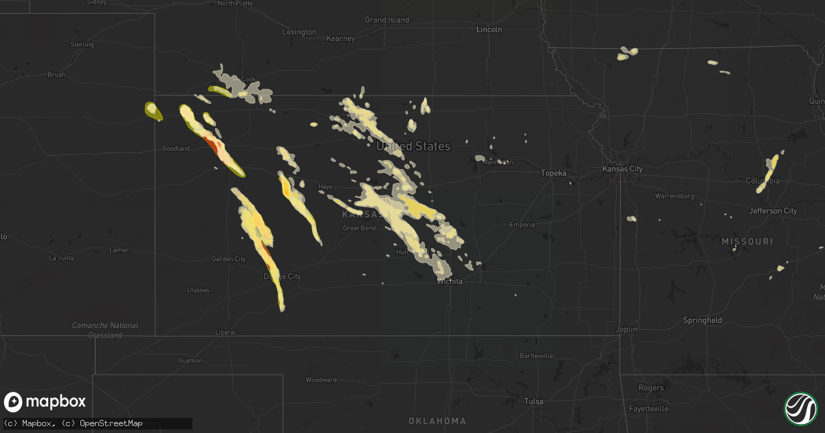 Hail map in Kansas on August 4, 2015