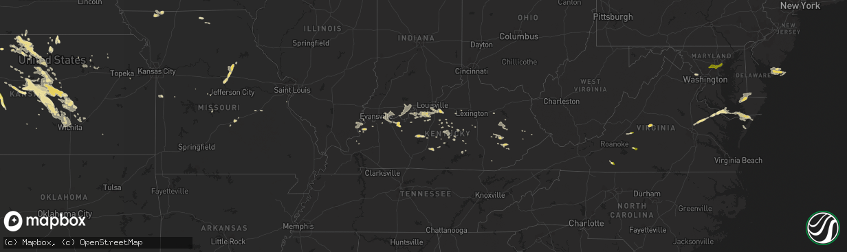 Hail map in Kentucky on August 4, 2015