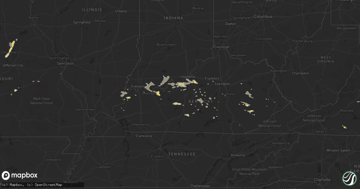 Hail map in Kentucky on August 4, 2015