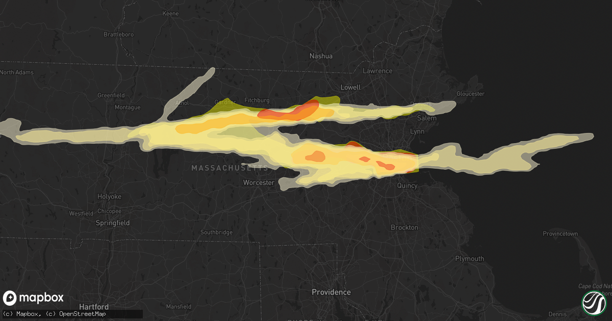 Hail map in Marlborough, MA on August 4, 2015