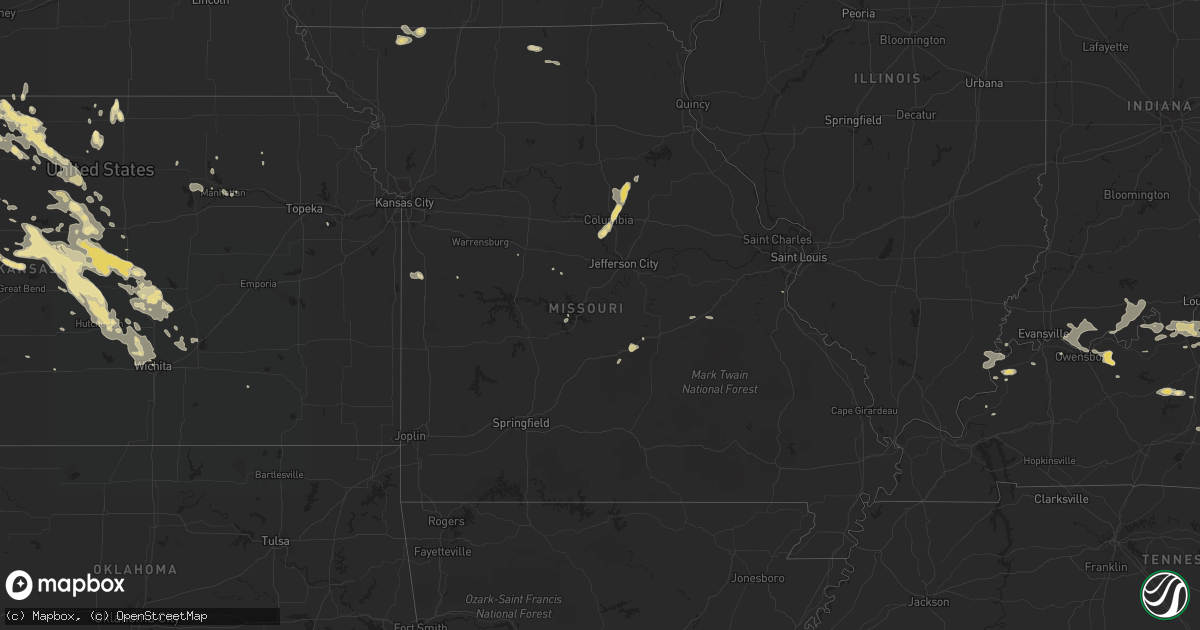 Hail map in Missouri on August 4, 2015