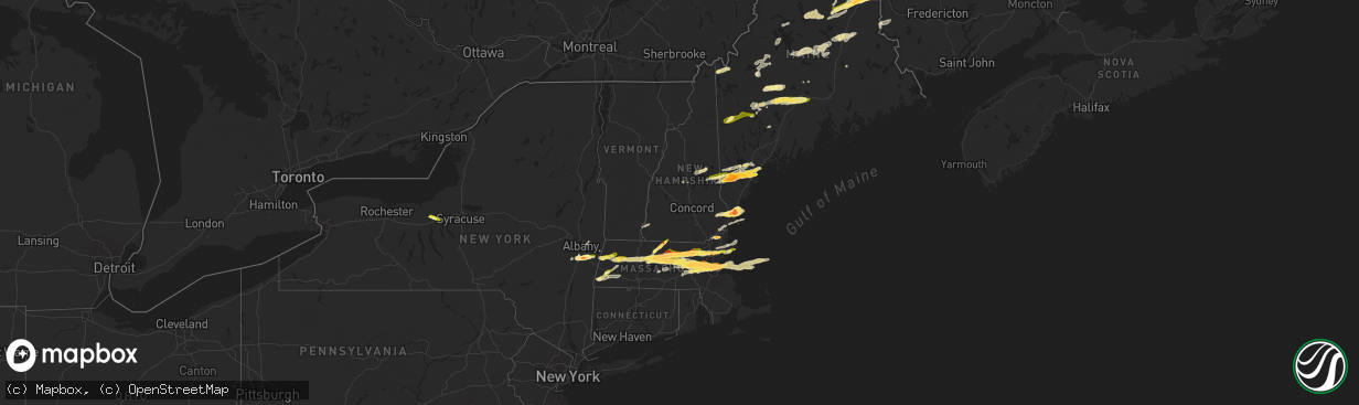 Hail map in New Hampshire on August 4, 2015