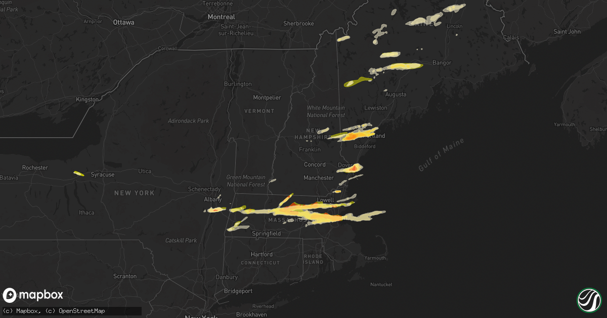 Hail map in New Hampshire on August 4, 2015