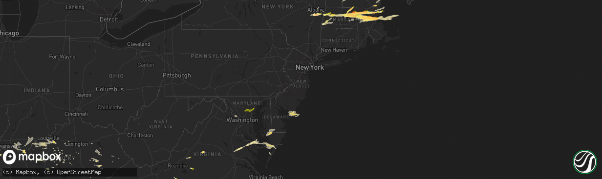 Hail map in New Jersey on August 4, 2015