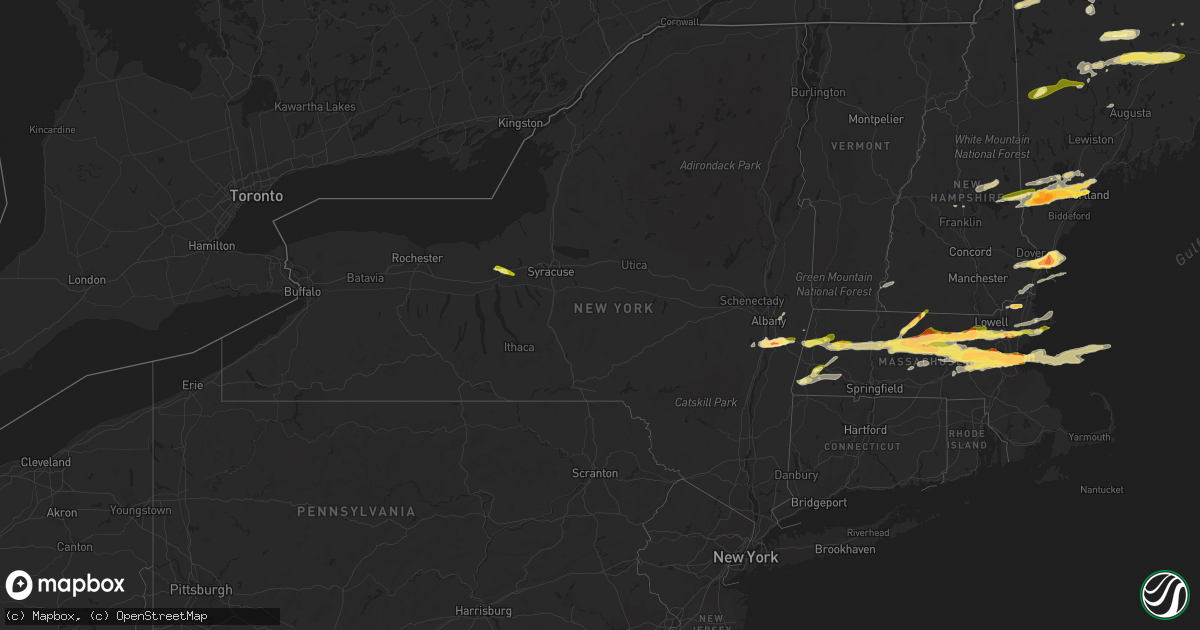 Hail map in New York on August 4, 2015