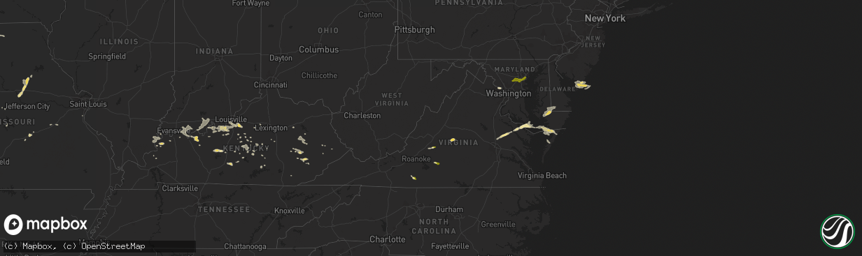 Hail map in Virginia on August 4, 2015