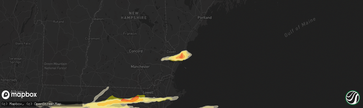 Hail map in York, ME on August 4, 2015