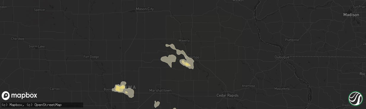 Hail map in Cedar Falls, IA on August 4, 2016