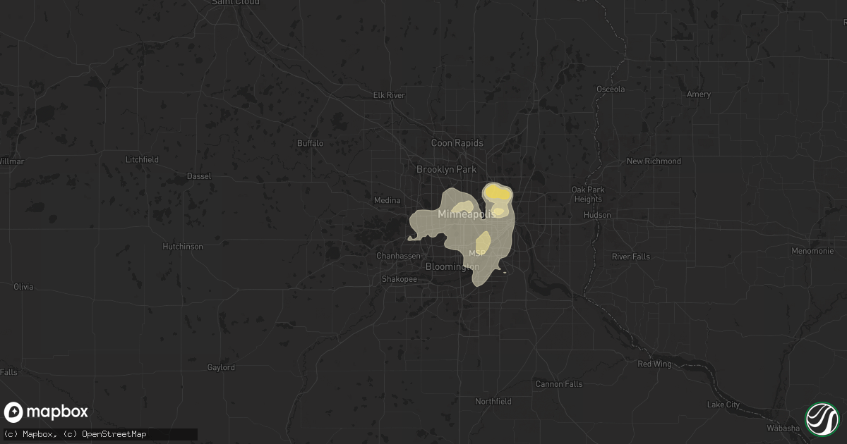 Hail map in Hopkins, MN on August 4, 2016