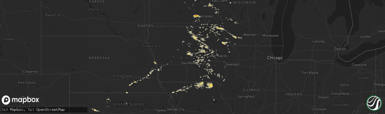 Hail map in Iowa on August 4, 2016