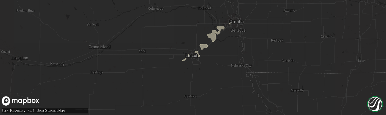 Hail map in Lincoln, NE on August 4, 2016