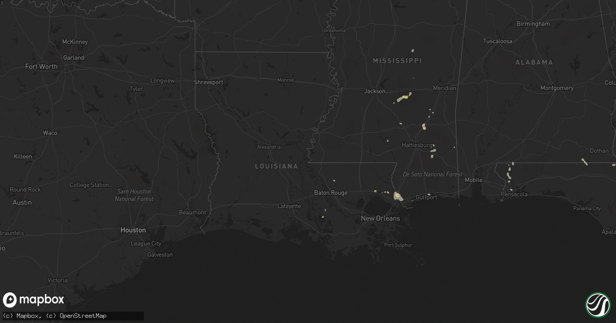 Hail map in Louisiana on August 4, 2016