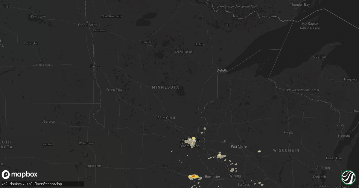 Hail map in Minnesota on August 4, 2016