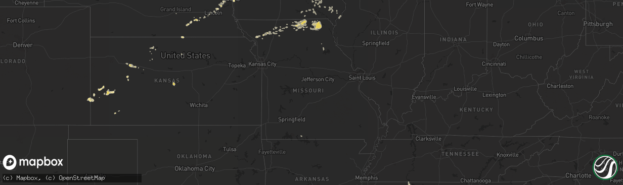 Hail map in Missouri on August 4, 2016