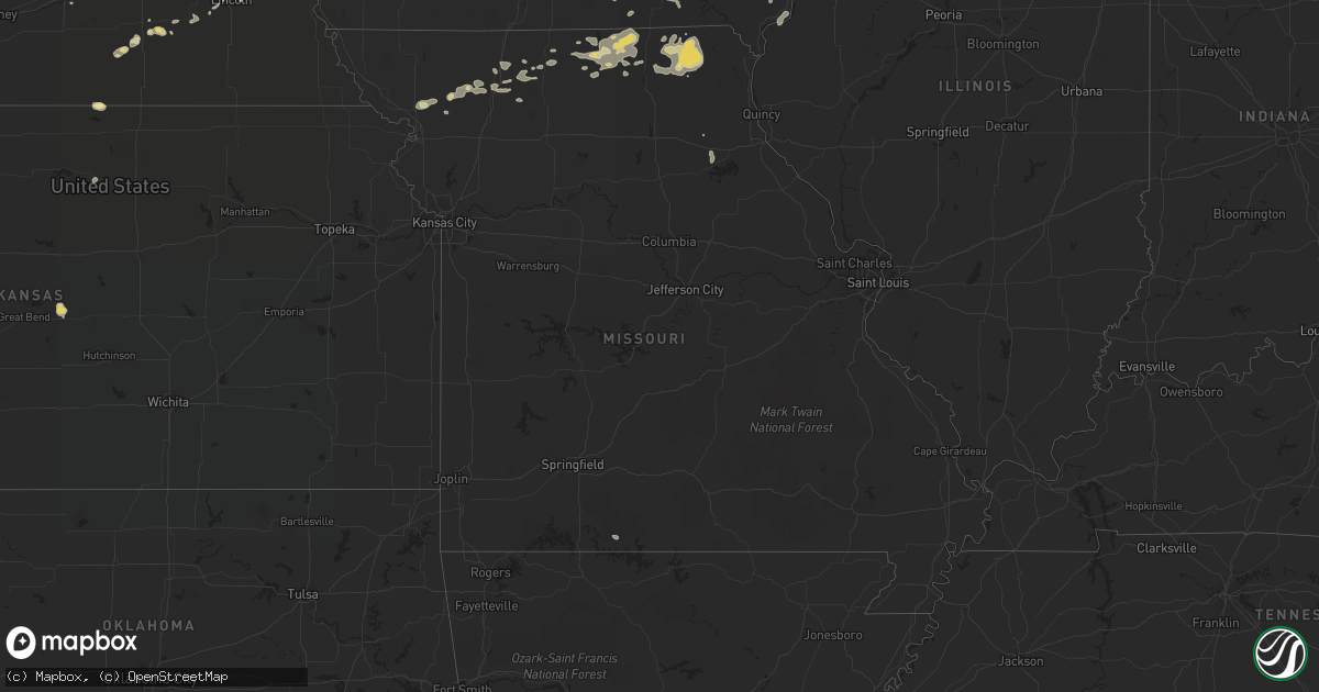 Hail map in Missouri on August 4, 2016