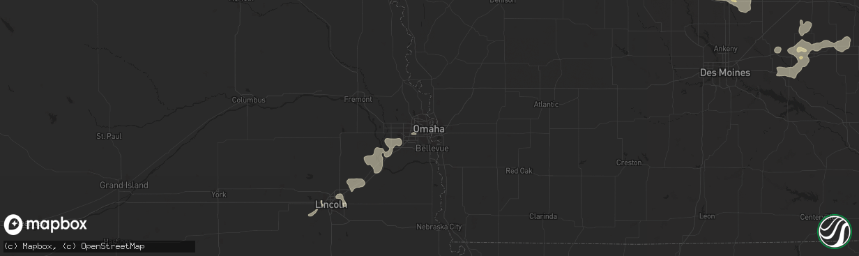 Hail map in Omaha, NE on August 4, 2016