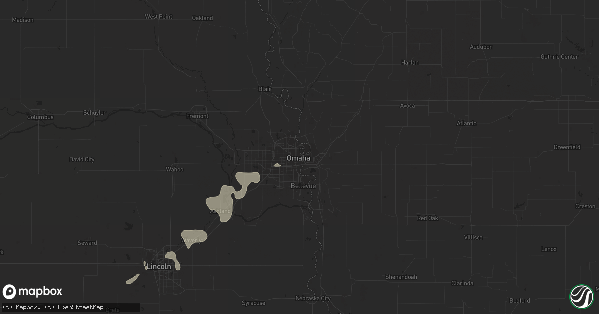 Hail map in Omaha, NE on August 4, 2016