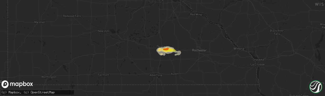 Hail map in Owatonna, MN on August 4, 2016