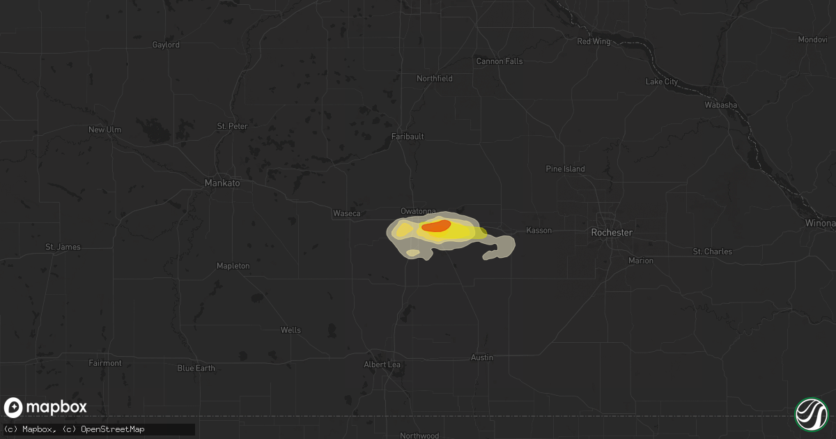 Hail map in Owatonna, MN on August 4, 2016