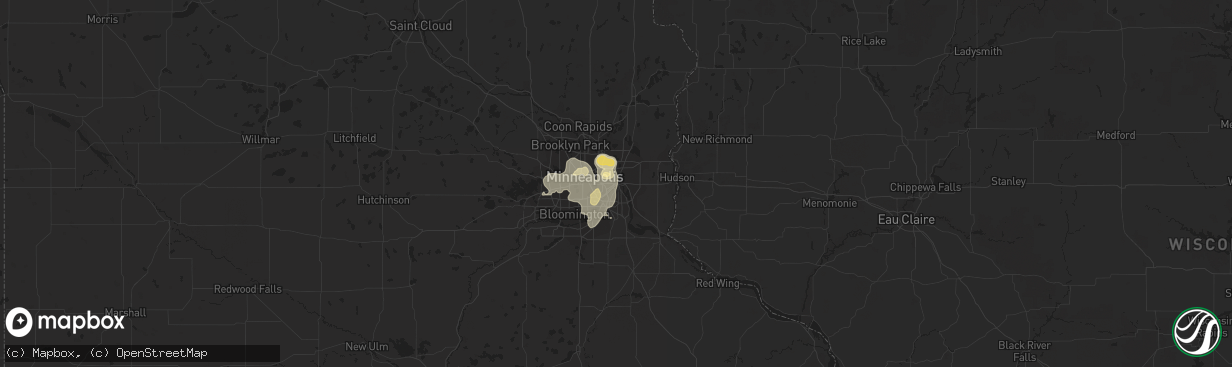 Hail map in Saint Paul, MN on August 4, 2016