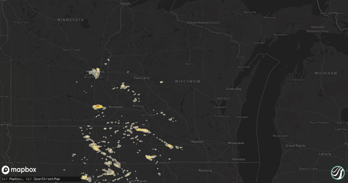 Hail map in Wisconsin on August 4, 2016