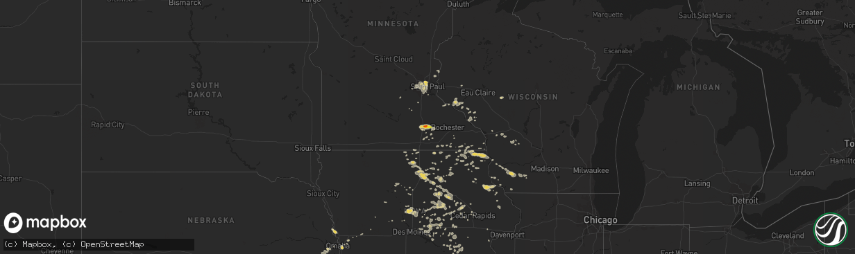 Hail map on August 4, 2016