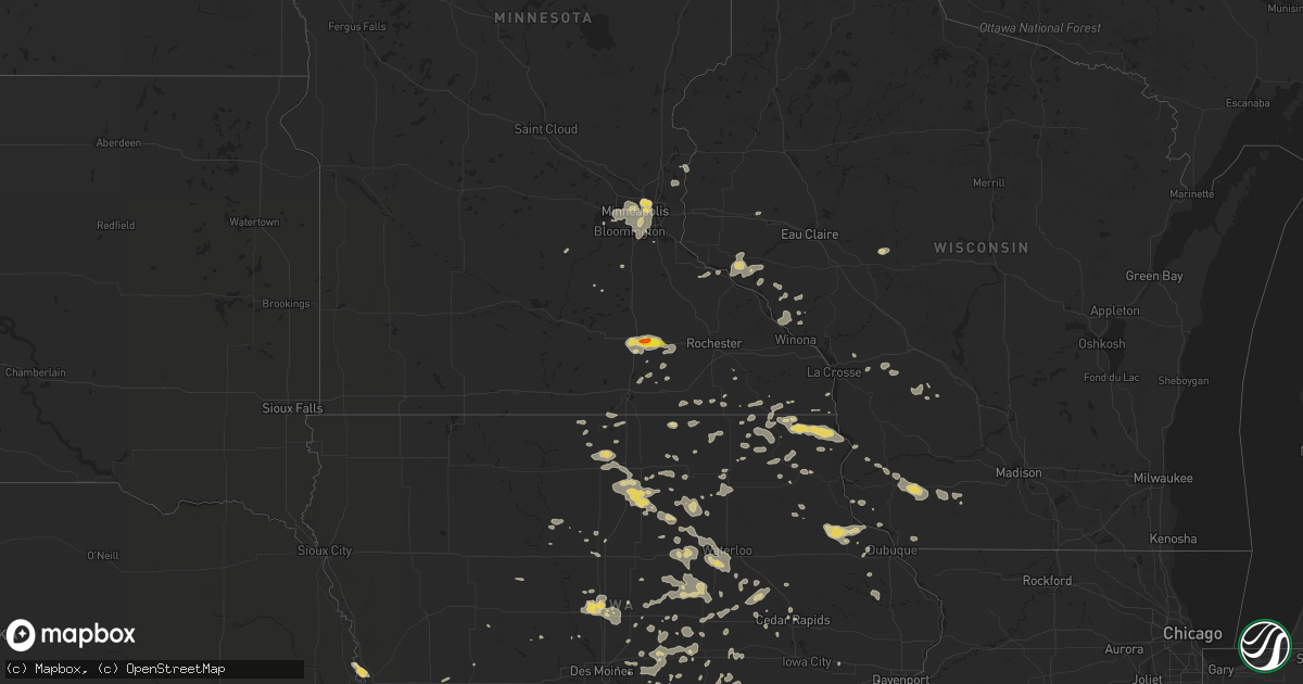 Hail map on August 4, 2016