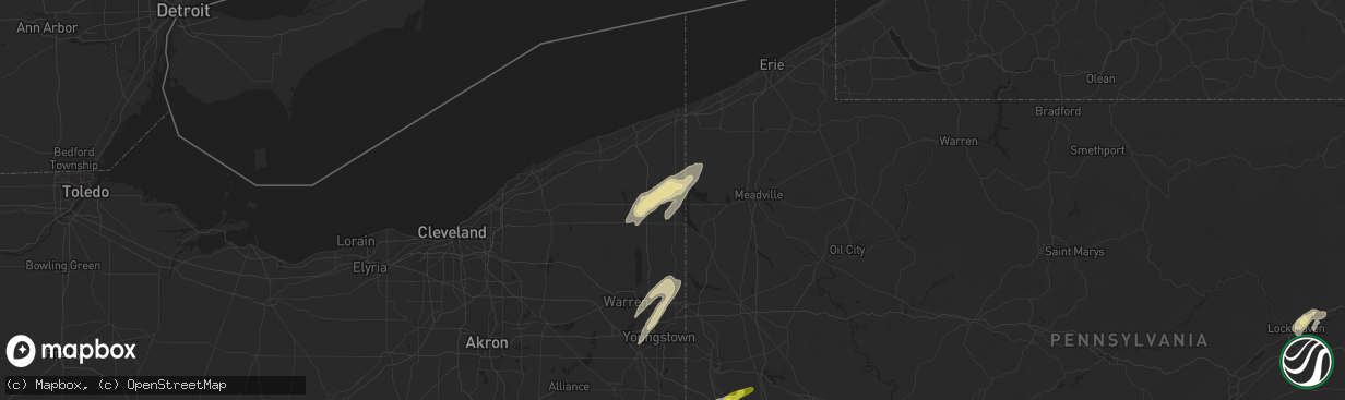 Hail map in Andover, OH on August 4, 2017