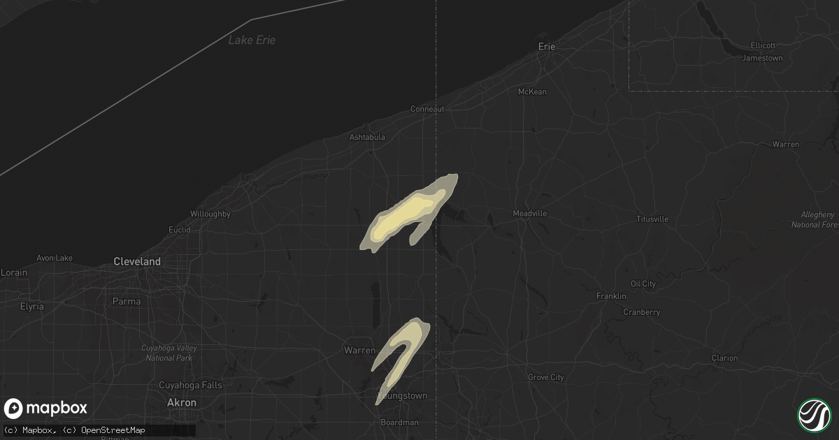 Hail map in Andover, OH on August 4, 2017