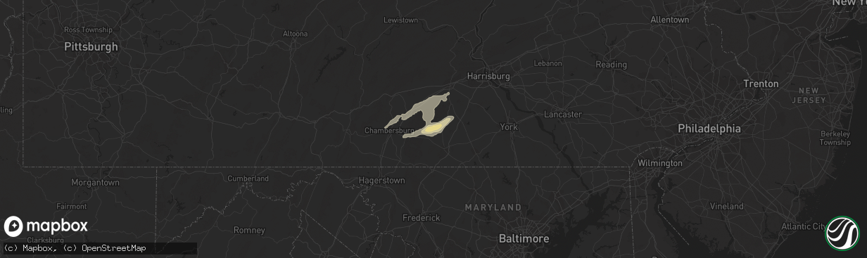 Hail map in Biglerville, PA on August 4, 2017