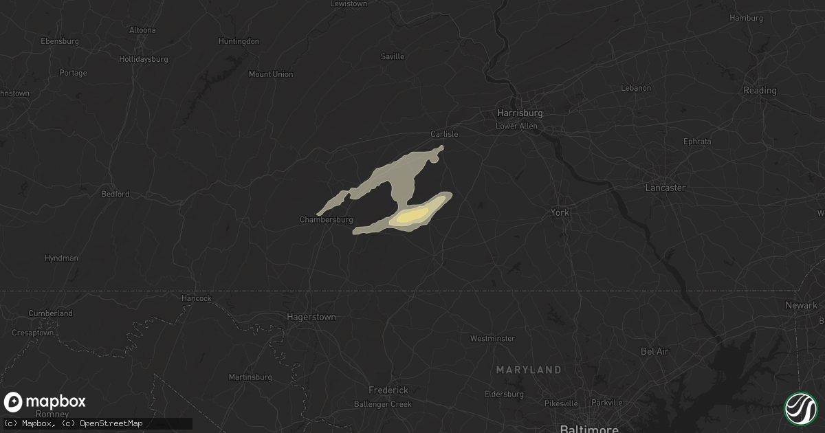 Hail map in Biglerville, PA on August 4, 2017