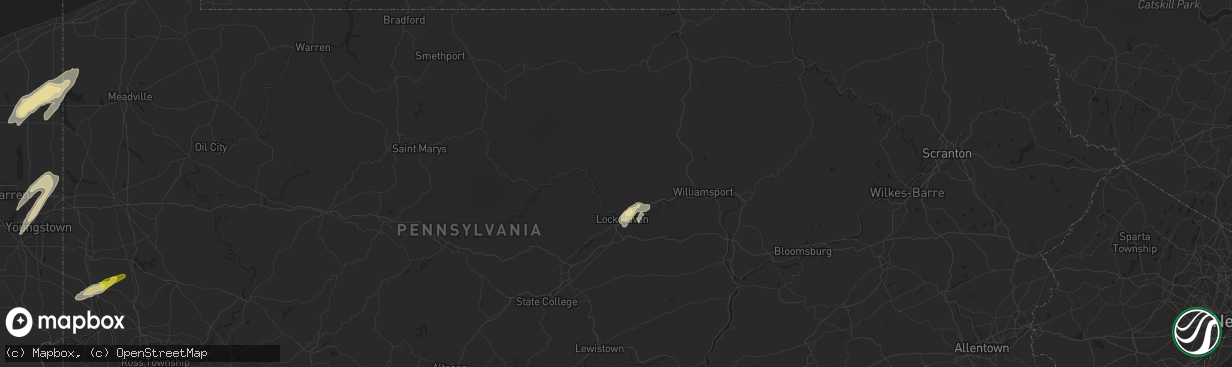 Hail map in Lock Haven, PA on August 4, 2017