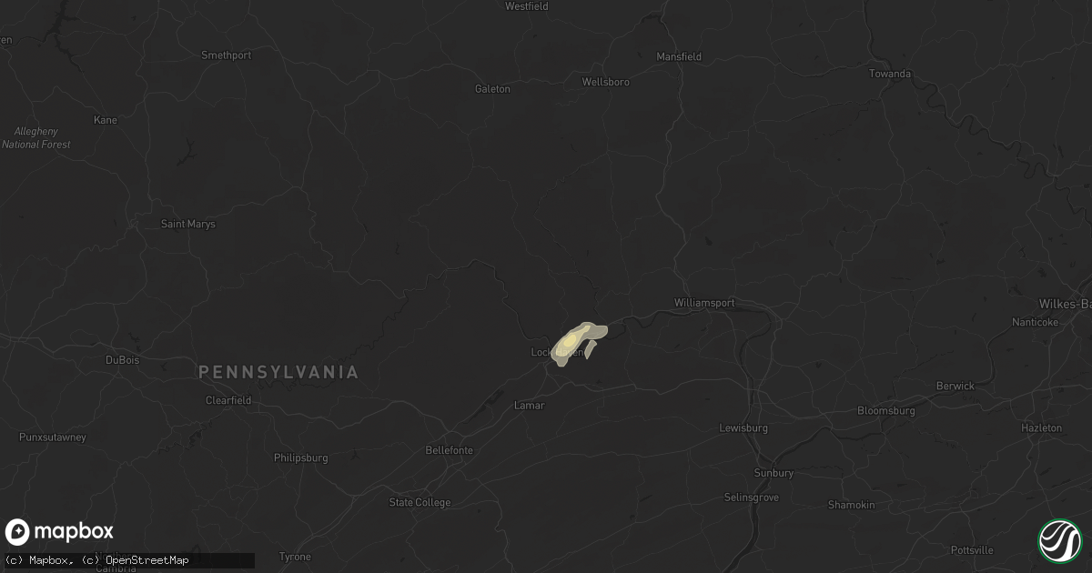 Hail map in Lock Haven, PA on August 4, 2017