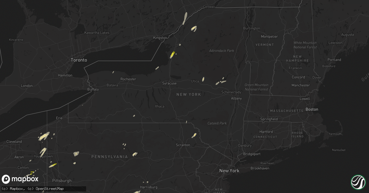 Hail map in New York on August 4, 2017