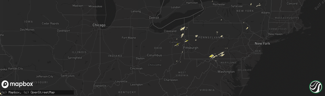 Hail map in Ohio on August 4, 2017