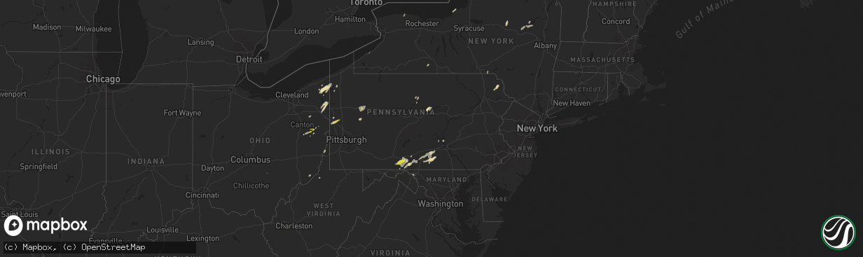 Hail map in Pennsylvania on August 4, 2017