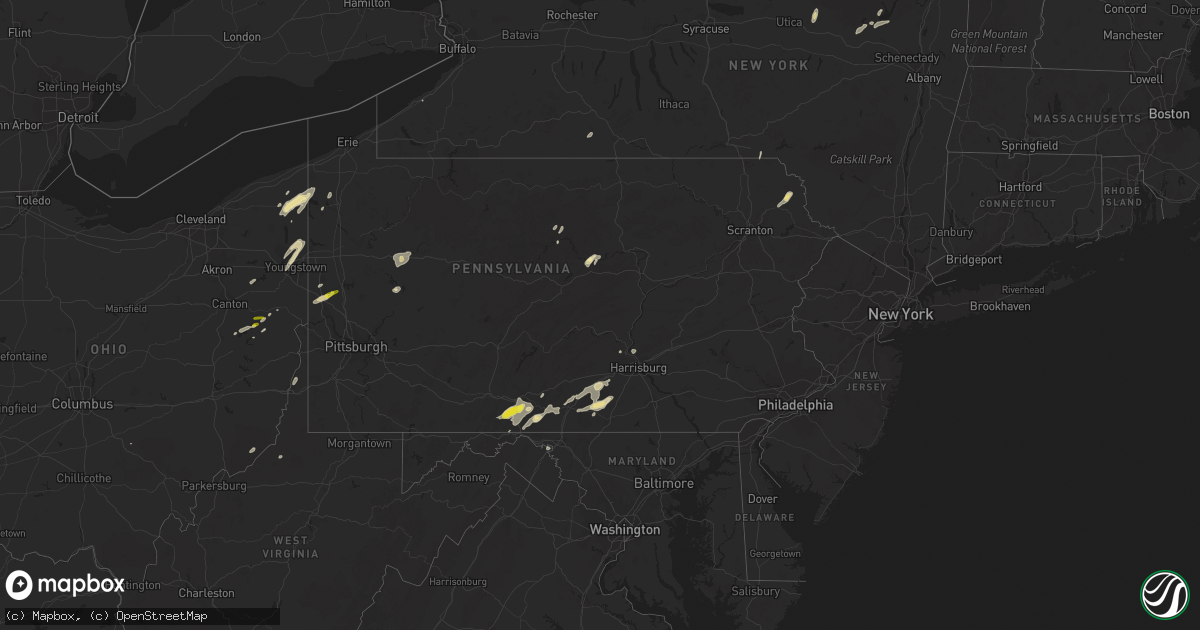 Hail map in Pennsylvania on August 4, 2017