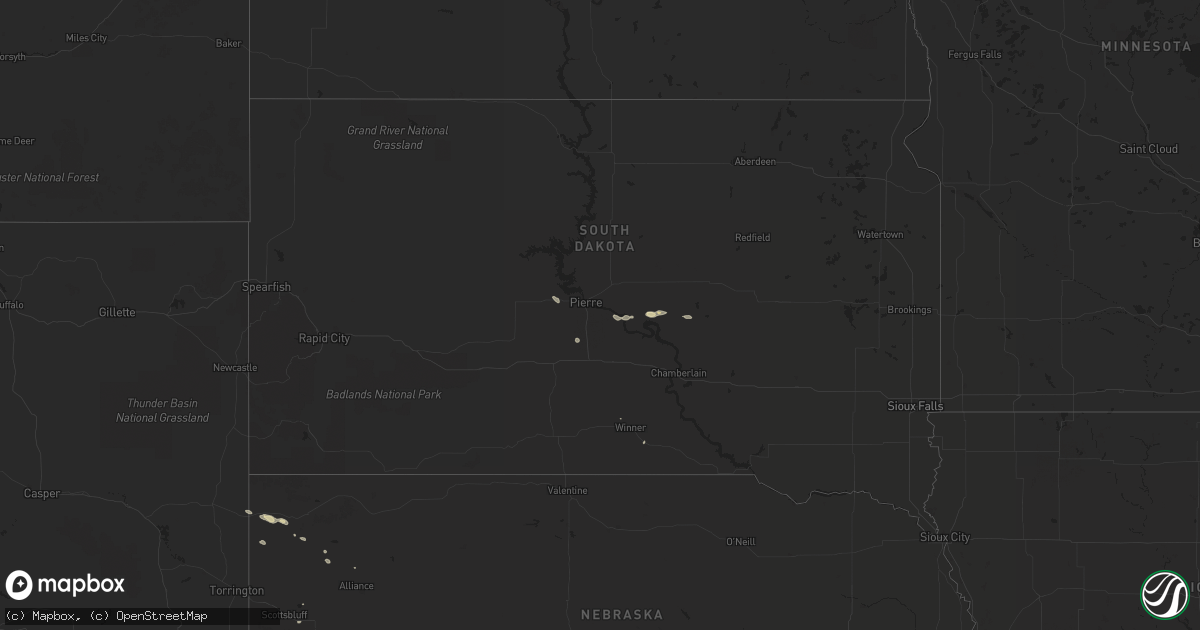 Hail map in South Dakota on August 4, 2017