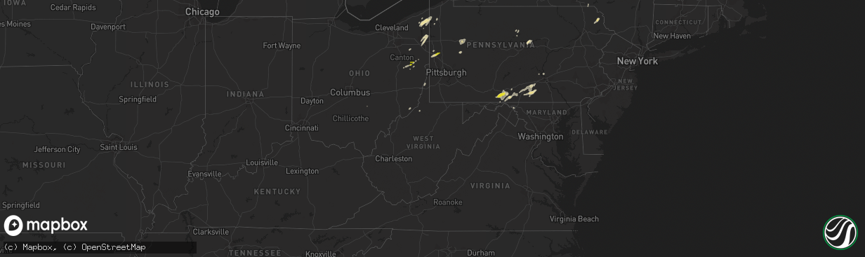 Hail map in West Virginia on August 4, 2017