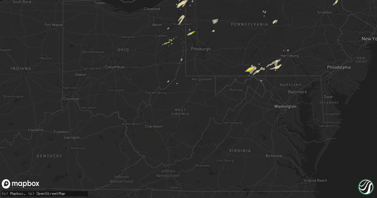 Hail map in West Virginia on August 4, 2017