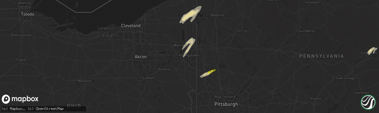 Hail map in Youngstown, OH on August 4, 2017