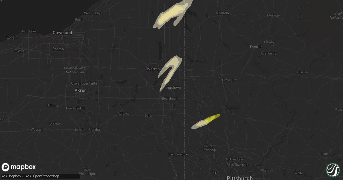 Hail map in Youngstown, OH on August 4, 2017