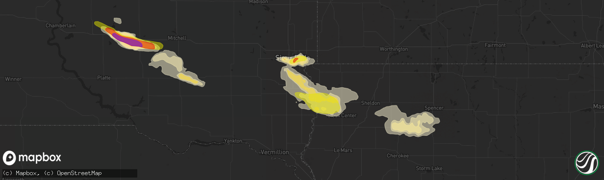 Hail map in Canton, SD on August 4, 2018