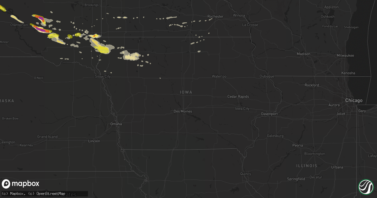 Hail map in Iowa on August 4, 2018