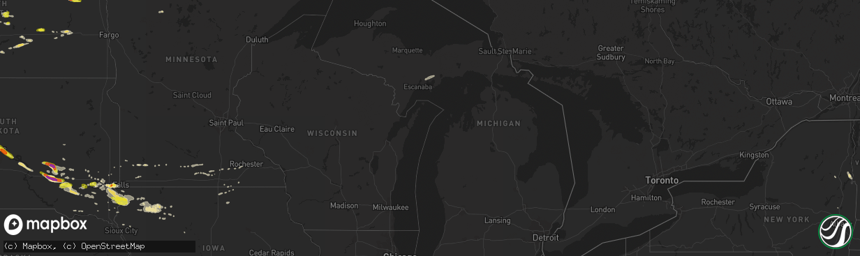 Hail map in Michigan on August 4, 2018