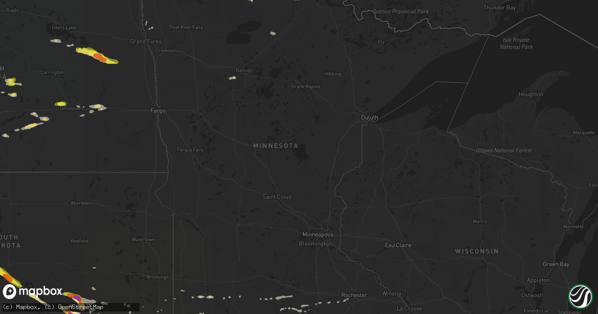 Hail map in Minnesota on August 4, 2018