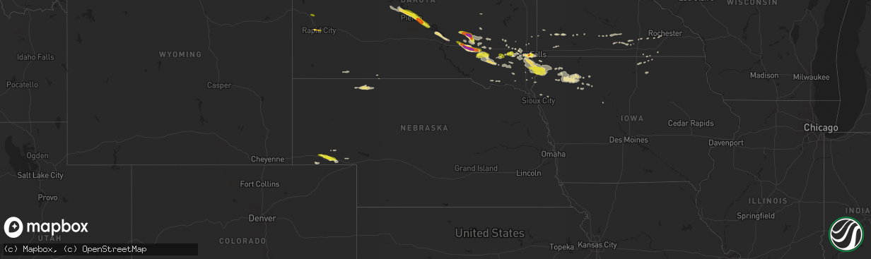 Hail map in Nebraska on August 4, 2018