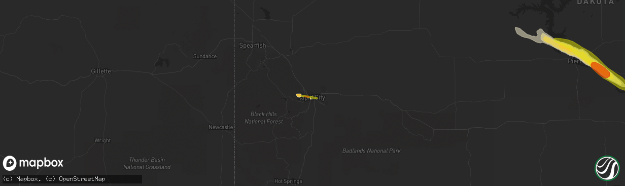 Hail map in Rapid City, SD on August 4, 2018