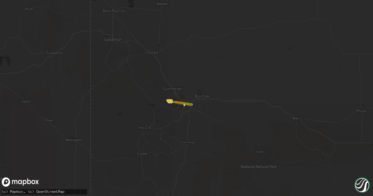 Hail map in Rapid City, SD on August 4, 2018