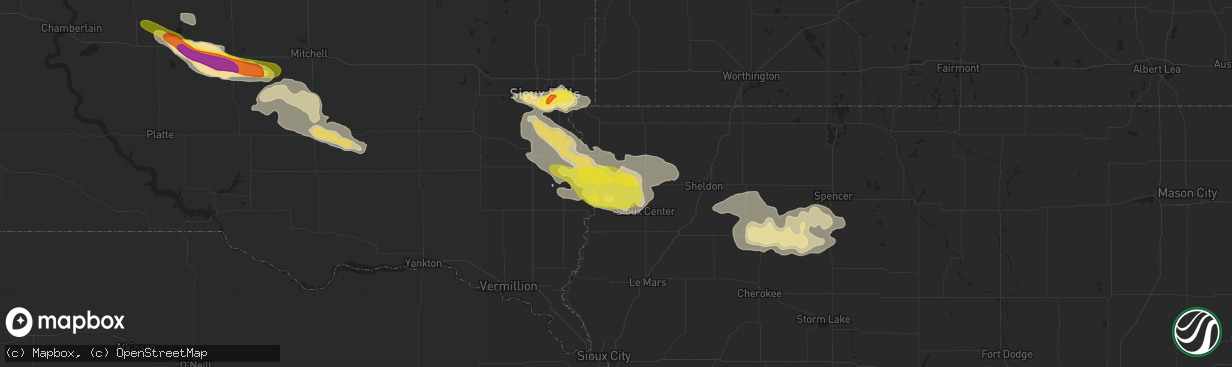 Hail map in Rock Valley, IA on August 4, 2018